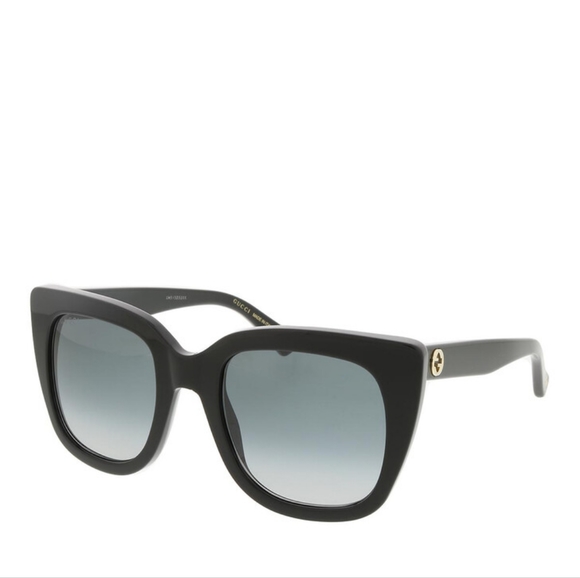 NEW GUCCI CAT-EYE WOMEN'S SUNGLASSES GG0163SN 001 BLACK GUCCI EYEWEAR GG0163SN - Picture 2 of 9